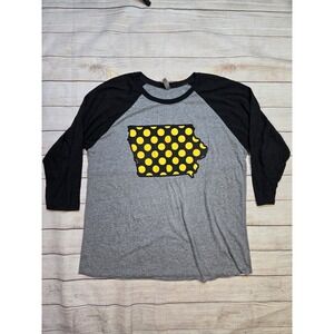 Iowa Hawkeyes Women's Raglan 3/4 sleeve shirt Size XL State‎ graphic yellow